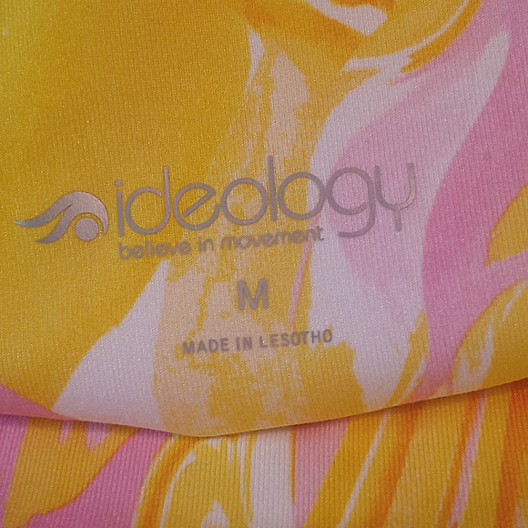 Ideology Compression Leggings 7/8 Length Hi-Rise Yellow & Pink Women Size Medium - Picture 5 of 12